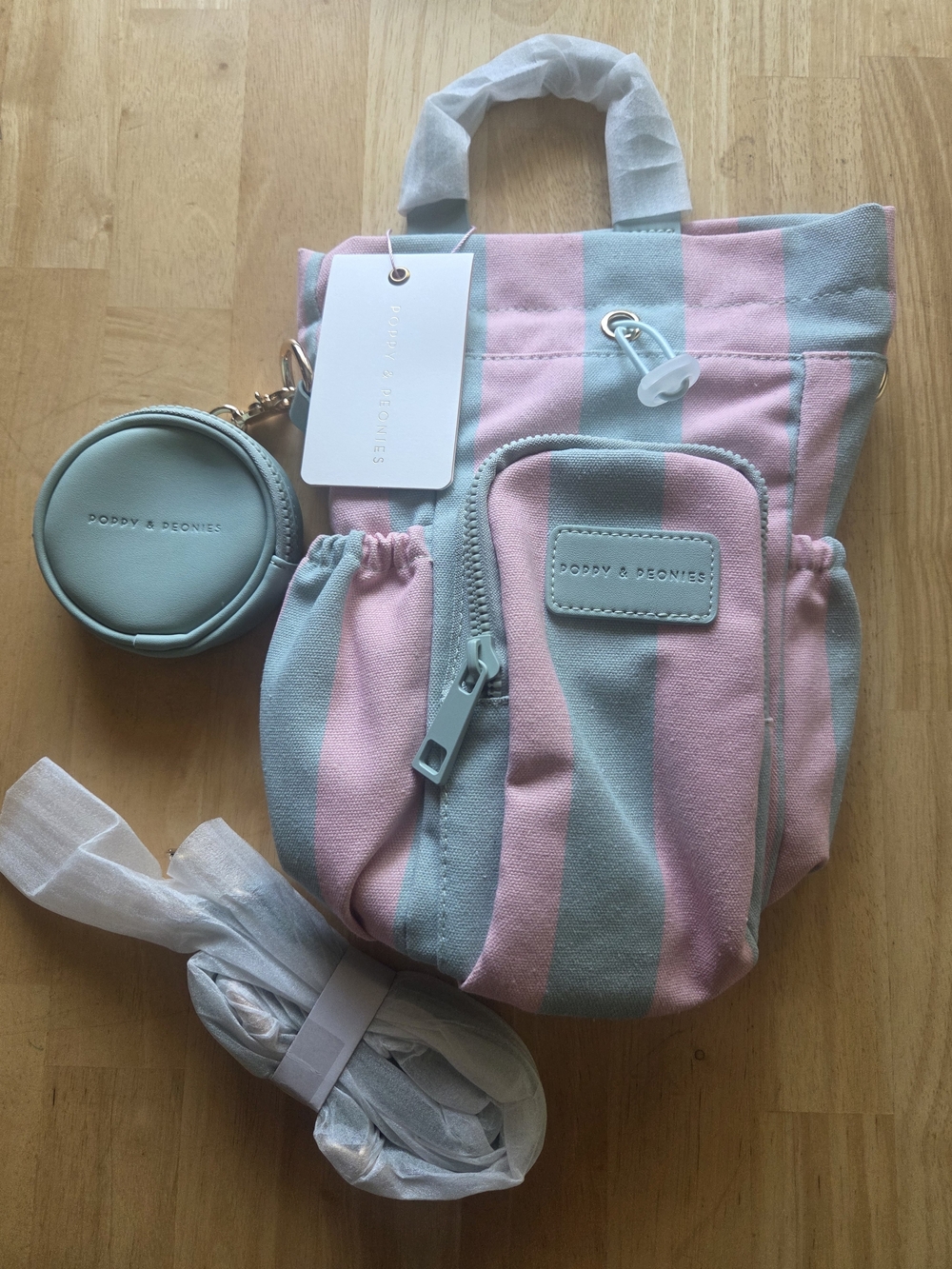 Poppy & Peonies Watermelon Striped Water Bottle Sling Bag